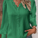 Textured Ladies' Blouse with Romantic Lace Accents