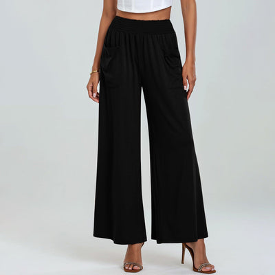 Women's Relaxed-Fit Leisure Trousers with Elastic Waist and Side Pockets