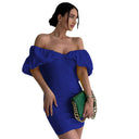 Off-Shoulder Mini Dress with Ruffled Hem for Women