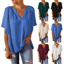 Chic Balloon Sleeve Blouse with Elastic Hem for Women