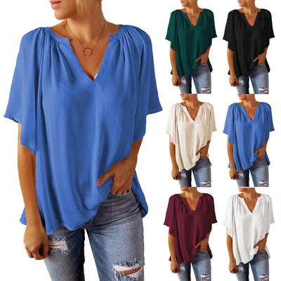Chic Balloon Sleeve Blouse with Elastic Hem for Women