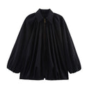 Women's Oversized Ruffle Blouse for Effortless Style