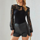 Floral Lace Sleeve Women's Long Sleeve Bodysuit