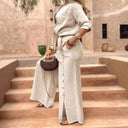 Chic Linen Blouse with Knot Detail for Women