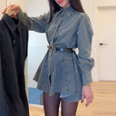 Chic Denim Button Dress with Stylish Belt