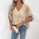 Summer Blouse for Women with Intricate Lacing and Relaxed Fit