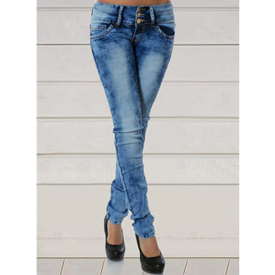 Stylish Women's Fitted Jeans with Button Placket