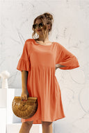 Chic Women's Dress with Balloon Sleeves and Handy Pockets