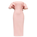 Chic Midi Dress with Ruffled Hems for Women