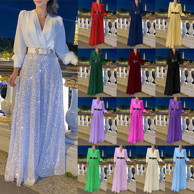 Women's Glittering Evening Dress with Stunning Bodice and Shimmering Skirt