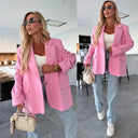 Chic Oversized Blazer Jacket with Deep Lapels & Pockets