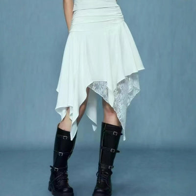 Chic Asymmetrical Lace Ruffle Skirt for Women