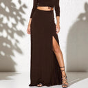 Chic High Slit Maxi Skirt with Elastic Waistband