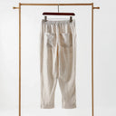 Women's Linen Trousers with Elastic Waist and Side Pockets
