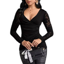 Chic Wrap Top with Romantic Lace Sleeves