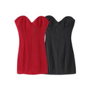 Chic Women's Slim Fit Evening Dress with Heart Neckline