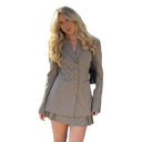 Chic Checked Blazer and Skirt Set