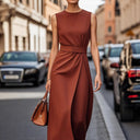 Flowing Maxi Dress with Waist Belt for Women