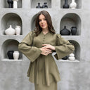 Ruffled Button Placket Dress for Women