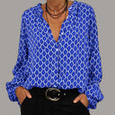 Chic Long Sleeve Blouse with Unique Print for Women