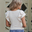 Textured Ruffle Women's Blouse Top