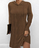 Textured Knit Women's Hoodie Dress