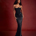 Chic Asymmetrical Maxi Dress with Bustier Design and Slit