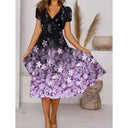 Floral V-Neck A-Line Dress for Women