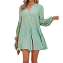 Chic Women's Blouse with Balloon Sleeves and Button Placket