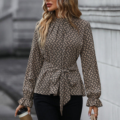 Chic Wrap Blouse with Voluminous Sleeves for Women