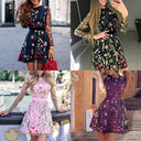 Floral Print Dress with Sheer Sleeves and Waist Belt