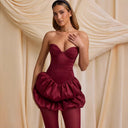 Chic Women's Cocktail Dress with Bustier and Ruffled Hem