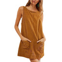 Jersey Dress with Pockets and Round Neck for Women