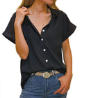 Chic Short Sleeve Blouse with Chest Pocket