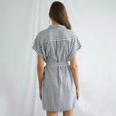 Chic Striped Women's Shirt Dress with Waist Belt