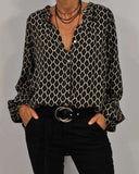 Chic Long Sleeve Blouse with Unique Print for Women