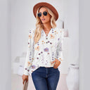 Floral Print Long Sleeve Women's Blouse with Button Placket