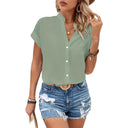 Chic Women's Stand-Up Collar Blouse with Button Closure