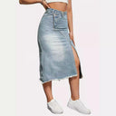 Women's Asymmetrical Denim Skirt with High Side Slits