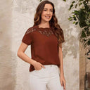 Chic Women's Top with Trendy Lace Accents