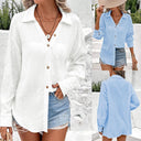 Chic Women's Button-Down Blouse with Waist Tie