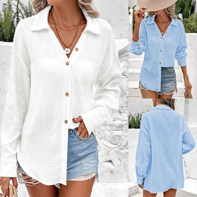 Chic Women's Button-Down Blouse with Waist Tie