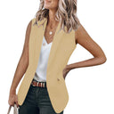 Chic Women's Sleeveless Blazer with Deep Pockets