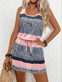 Stylish Women's Dress with Decorative Drawstring and Trendy Stripes