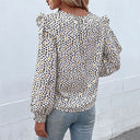 Chic Ruffle Detail Blouse with Unique Pattern