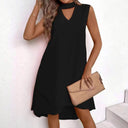 Chic Asymmetrical A-Line Dress with Keyhole Neckline