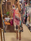 Artistic Kaftan-Style Women's Tunic