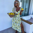 Fruity Print Maxi Dress with Side Slit