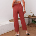 Trendy Women's Fabric Pants with Elastic Waist
