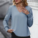 Chic V-Neck Blouse with Ruffle Accents